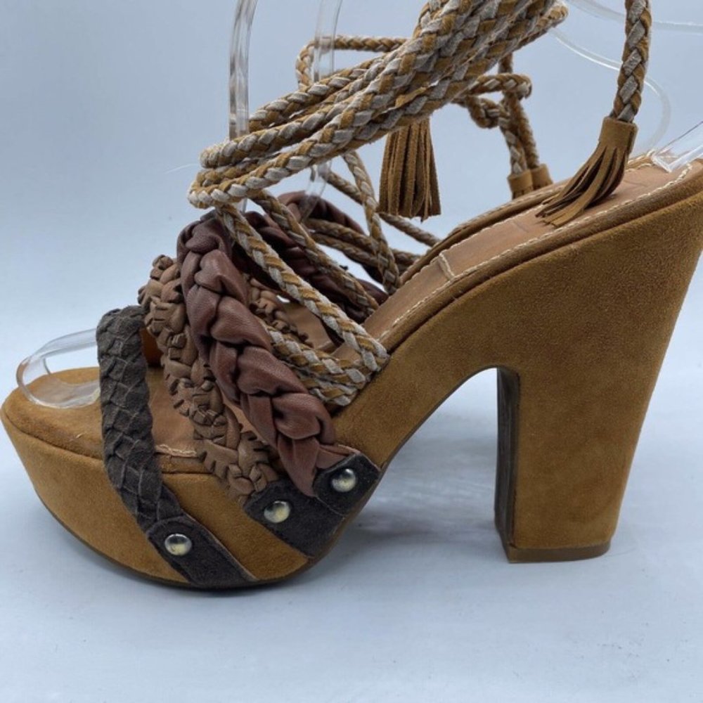 Bacio 61 Pandino Platform Lace-Up Sandals Sz 9. Leather, Boho, Retro, Hippie - Picture 10 of 11